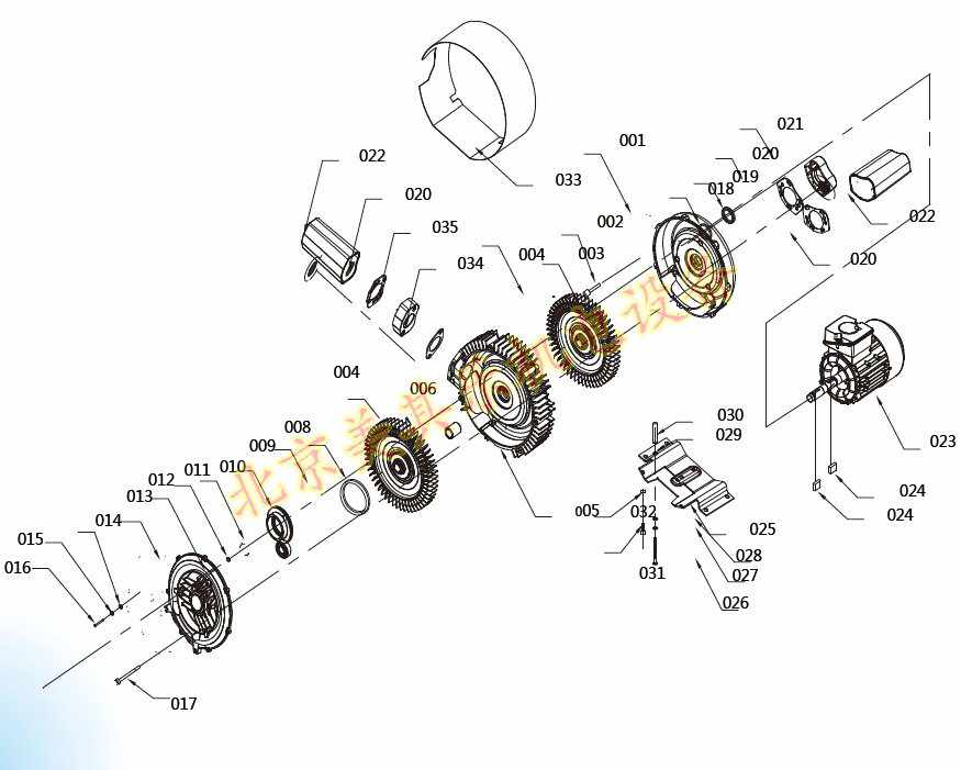 高壓鼓風(fēng)機(jī)內(nèi)部結(jié)構(gòu)爆炸圖